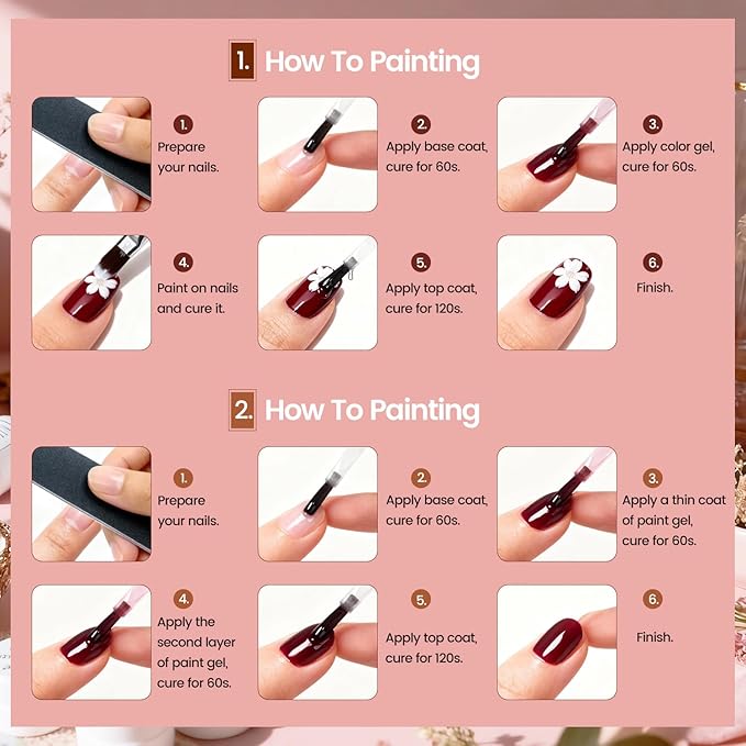 JODSONE 20 Colors Solid Paint Nail Art Painting Drawing Gel Nail Polish with Nail Brush Pen for DIY At Home