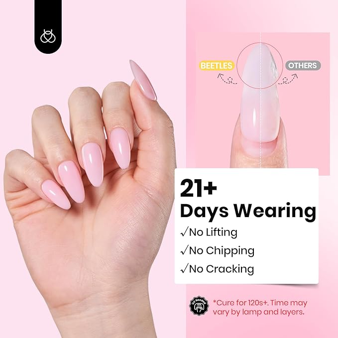 Beetles HEMA-Free Hard Gel for Nails,1 oz 9 in 1 Pink Builder Nail Gel for Sensitive Nails Extension Sculpting & Overlays UV/LED Lamp Cured Salon for Professional Nail Tech Use Women