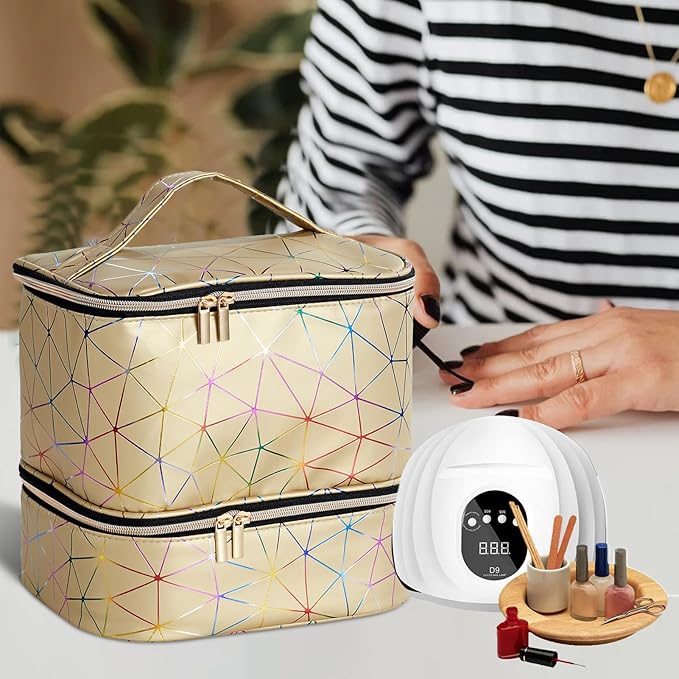 Nail Polish Organizer Bag Holds 30 Bottles Nail Supplies Storage Organizers Box NailPolish Carrying Case Organizer Nails Kit Bag Organizers Case For Nails Polish And Manicure Set,Sponge Partitions