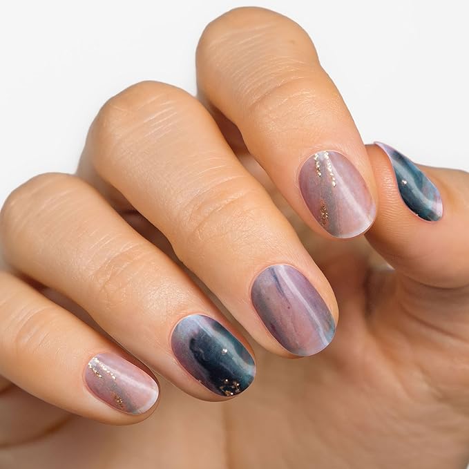 MOYOU LONDON Semi Cured Gel Nail Strips - 20 Pcs. Waterproof Gel Nail Wraps, Cures in Sunlight or UV/LED Lamp, Lasts Up to 2+ Weeks, Stretchable, Easy to Apply & Remove, Vegan & Cruelty-Free