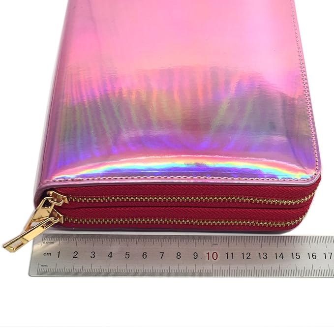 Mezerdoo Nail Art Stamping Plate Organzier Double Zipper Cases 96 Slots Nail Stencil Holder Nail Template Collection (rose)