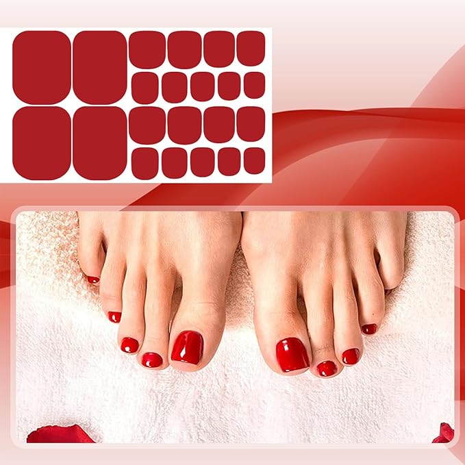 DANNEASY 20 Sheets Toe Nail Stickers Full Nail Wraps for Women ToeNails Polish Strips - Red Pink Self Adhesive Toenail Polish Sticker Stick on Nails Gel Strips Nails Art Accessories