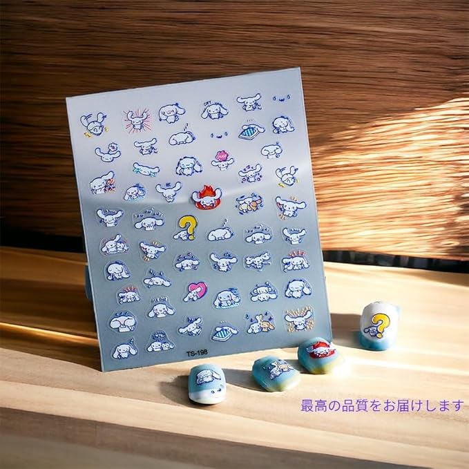 Anime Nail Stickers 5D 3D Embossed Kawaii Japanese Nail Art Decals for DIY Nail Design, Self Adhesive Pink Stickers for Natural Gel Press On Nails, Unisex Cute Otaku Gift(CINN)
