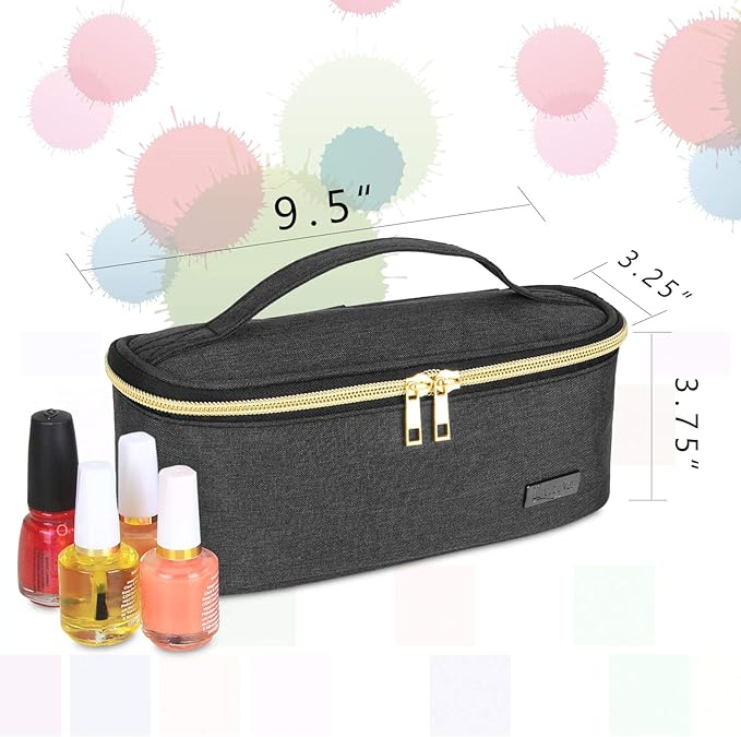 Luxja Nail Polish Organizer - Holds 12 Bottles (15ml - 0.5 fl.oz), Nail Polish Case for Polish and Small Tools, Black