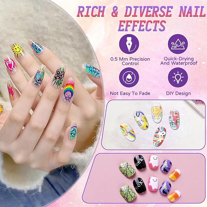 12 Colors Nail Art Marker Pens Set, Nail Markers for Nail Art, Suitable for Nail Art, Nail Painting, And Artistic Decorations; Suitable for Everyone. (12 Colors)