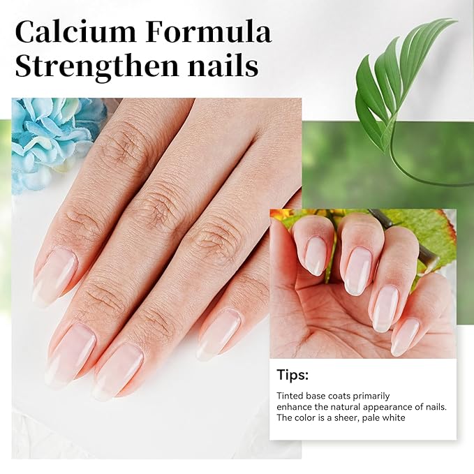 Base Coat Nail Polish Milky White Regular Nail Polish Enhances Natural Look, Quick Air Dry for Women Salon DIY Nail Art
