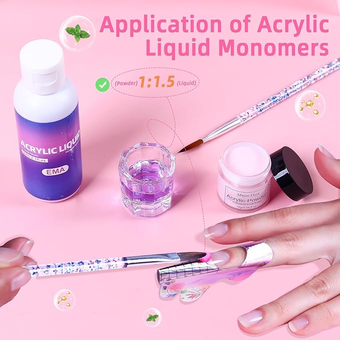 Acrylic Nail Kit with Everything for Beginners Starter Complete Set with Drill Light Nail Polish Extension Gel Nail Art Decoration Tools for Salon Starter Home Salon