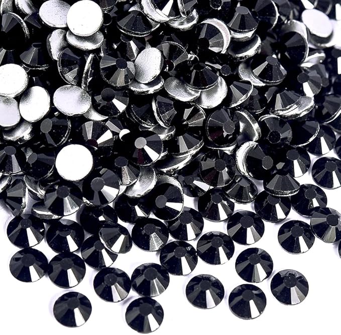 Blinginbox 288pcs Flat Back Rhinestones Round Gems for Nail Art and Craft Glue Fix,Bedazzling Decorations SS34,7.2mm,0.28inches Jet Black