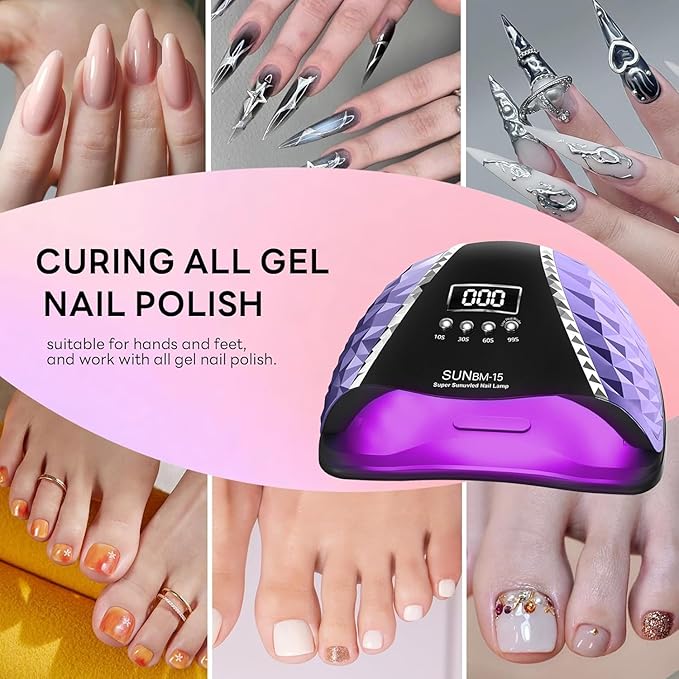 LED UV Nail Lamp, 280W Gel Nail Polish, Dryer, Professional Nail Lamp, UV Light for Nails with 66 Beads, Auto Sensor LED Gel Nail Lamp, 4 Timer Settings