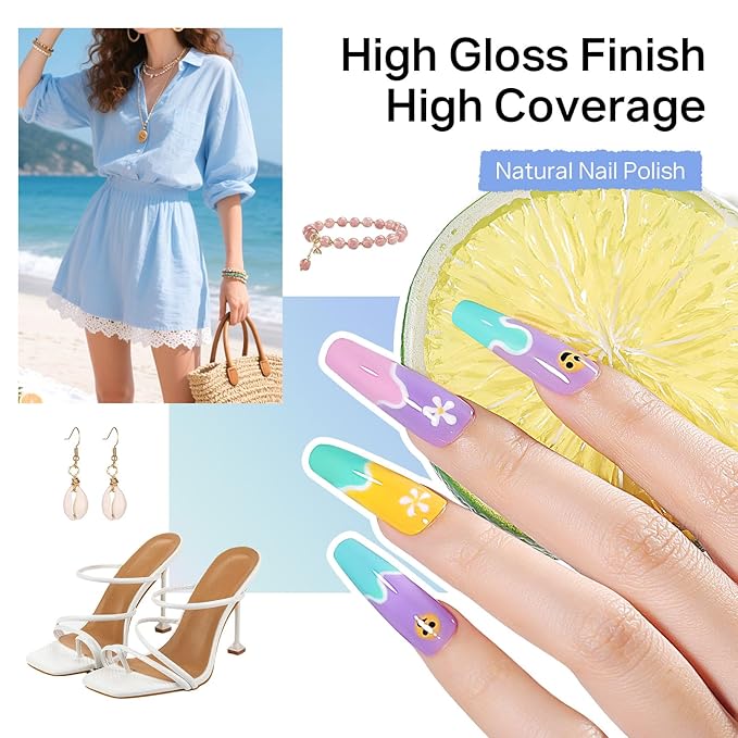 MIZHSE Quick Dry Nail Polish Set, 24 Colors Spring Summer Regular Nail Polish Non Gel, Air Drying Fast Neon Trendy Glitter Bulk Nail Lacquer Oil-based Long Lasting Home DIY Gift for Women