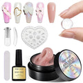 3D Gel Nail Art Kit-Nude Solid Builder Gel for Nails 3D Sculpting Carving Building Modeling Hard Extension for Beginner DIY Salon at Home Cured Needed