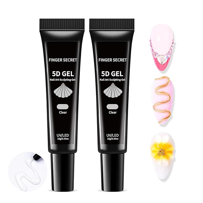 5D Nail Art Sculpting gel Kit-2PCS 10g/0.35floz Unleash Your Creativity in Art Sculpting 5D Nail Gel Dimensional designs Ideal for both professional and Home DIY