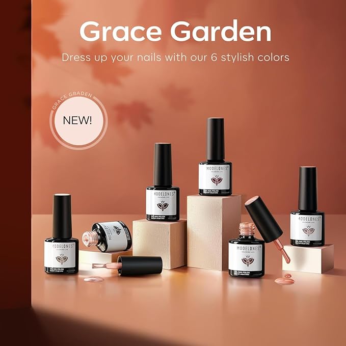modelones Gel Nail Polish Set -6 Colors Nude Brown Gel Polish Kit Neutral Raspberries Purple Pearl Glitter Nail Polish Soak Off LED Starter Kit Manicure Nail Art Salon DIY Gift