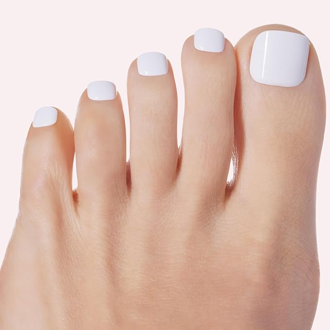 Dashing Diva Magic Press Pedicure Set - Blank Slate - Press On Nails - Long Lasting Gel - Lasts Up to 10 Days - Summer Gel Set - 4-Piece Pedicure Kit with 24 Nails