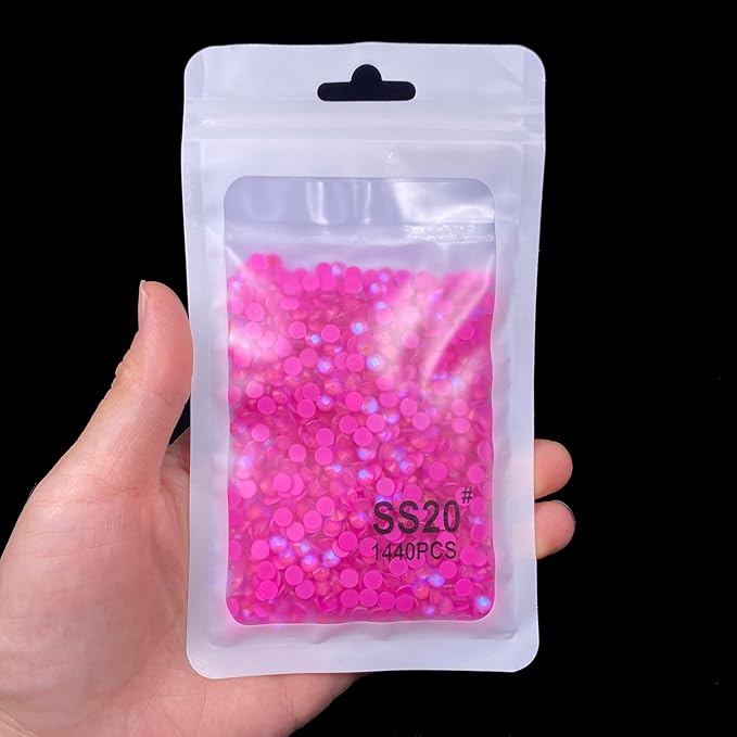 Flatback Glass Rhinestones,Bedazzler Gems 1440pcs Non Hotfix Crystal Rhinestones for Nail Charms Crafts Clothes Tumblers,Hot Pink AB Neon,SS20