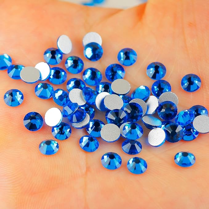 Genie Crystal 2880 Pcs Capri Blue Rhinestones Non Hotfix 16ss, 4mm 20 Gross Flatback Glass Rhinestone for DIY Craft, Shoes, Tumbler Cup,Nail Art