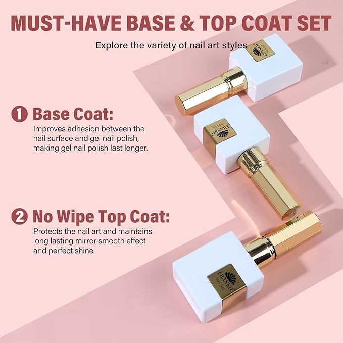 EBANKU 60 Colors Gel Nail Polish Set, Same Color Same Bottle Gel Polish Kit with 2PCS Functional Gel Soak Off Nail Art Manicure Salon DIY at Home for Women