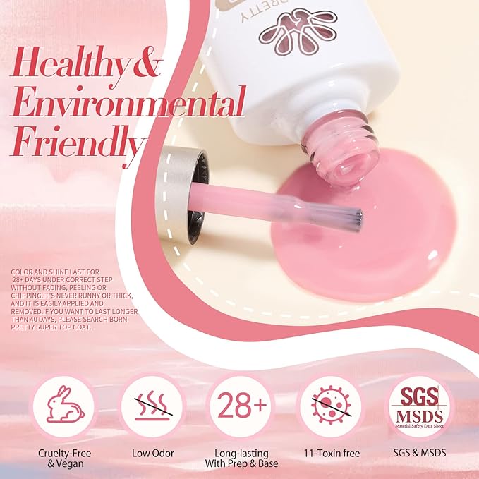 Born Pretty Jelly Gel Nail Polish Sheer Pink Gel Nail Polish Valentine's Day Crystal Transparent Milky Gel Polish Kit Nail Art Varnish Collection Gift Set 7ML 6PCS