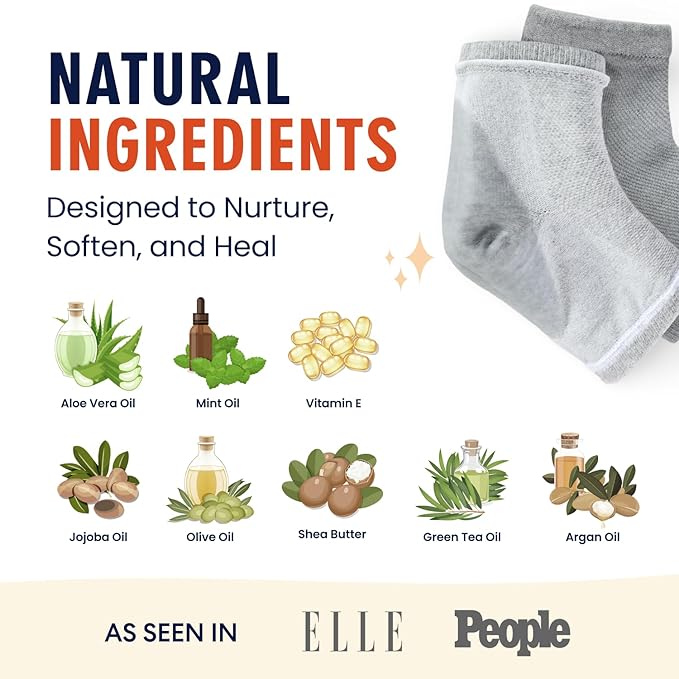 Dr. Frederick's Original Moisturizing Heel Socks for Dry Cracked Heels Treatment - 6 Pairs - Infused with Naturally Nourishing Oils and Butters - Valentines Day Gifts for Her & Him - Power Pack