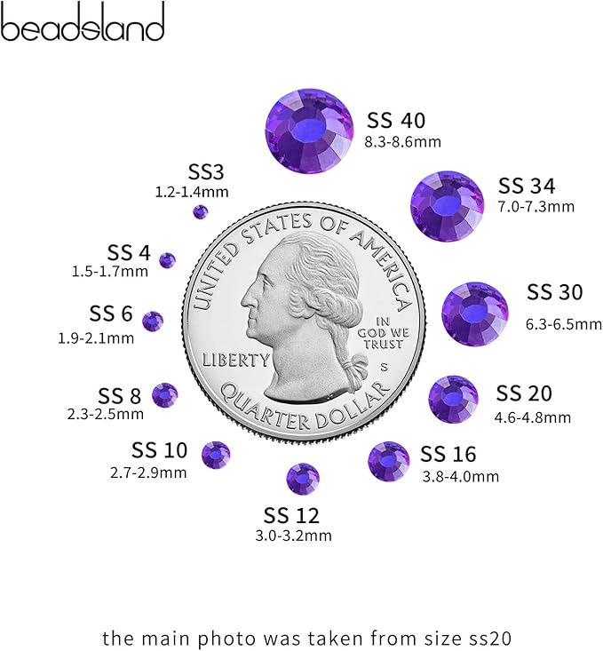Beadsland 2880pcs Flat Back Crystal Rhinestones Round Gems for Nail Art and Craft Glue Fix, Purple Velvet,SS10,2.7-2.9mm