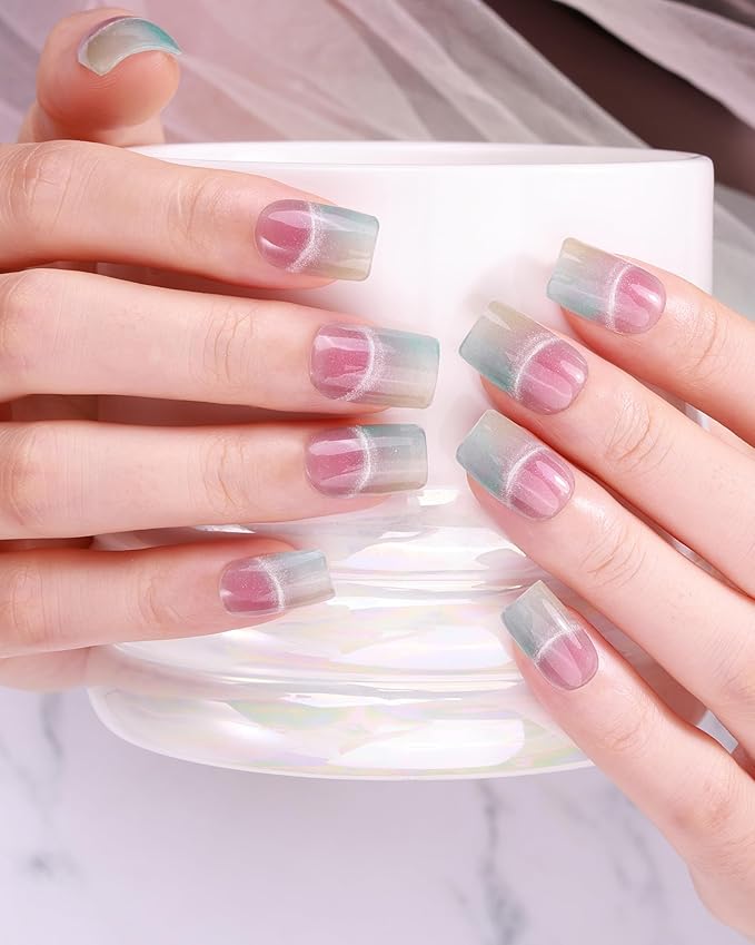 Semi Cured Gel Nail Strips - 20pcs Glaze Gel Stickers, Salon Quality DIY Wraps, Easy to Apply, UV Light Required