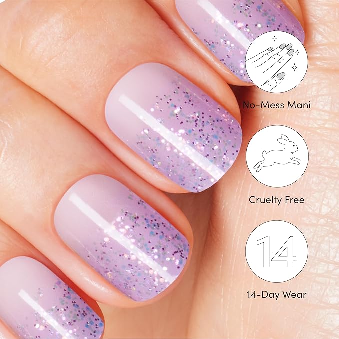 Dashing Diva Glaze Nail Strip Duo - For The Lilac Lover Collection - Icing on the Cake & Moment in Time - Long Lasting, Chip Resistant, Semi-Cured Gel Nail Strips - Contains 2 Colors