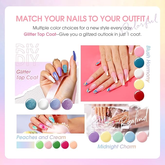 ROSALIND 30pcs Gel Polish Set, 26 Colors Neon Pastel Gel Nail Polish with 4Pcs Base Gel Top Coat Red Pink Orange Blue Four Seasons Colors Soak Off UV Gels Nail Gift for Women
