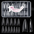 Ranrose 120PCS Short Nail Tips,Short Soft Gel Stiletto Nail Tips Half Cover False Nail Almond Shape Point Acrylic Sharp Artificial False Nail For DIY