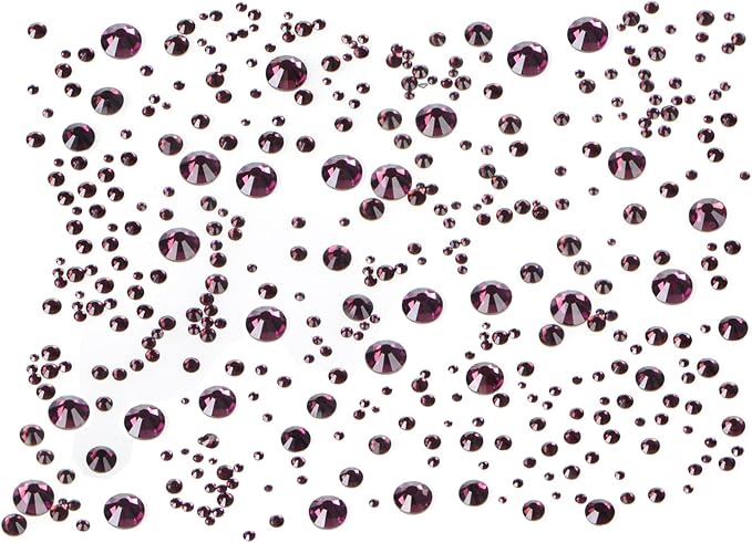 Bymitel 5000 Pieces 6 Mixed Sizes Glue Fix on Glass Rhinestones Round Crystal Gems Flatback for DIY Jewelry Making with one Picking Pen(6-Sizes 5000PCS, Amethyst)