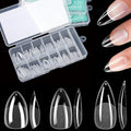 Soft Gel Short/Medium/Long Almond Nail Tips Kit 3 Boxes 360Pcs, Full Cover Pre-etching Acrylic False Nails for Small and Flat Nail Bed Home Manicure Extension DIY Salon Clear Press On Nails, BlueZOO