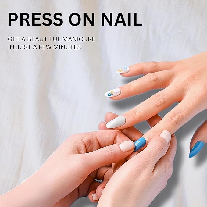 Press on Nails, Fake Nails False Nails Middle Multi-color Press on Nails for Women Girls Nail Art Decoration,Pink Mist Mirror Heart - Middle