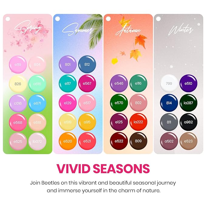 beetles Gel Polish 44 PCS Gel Nail Polish Set & Beetles Nail Blooming Gel 15ml Clear Uv Led Blossom Gel Polish