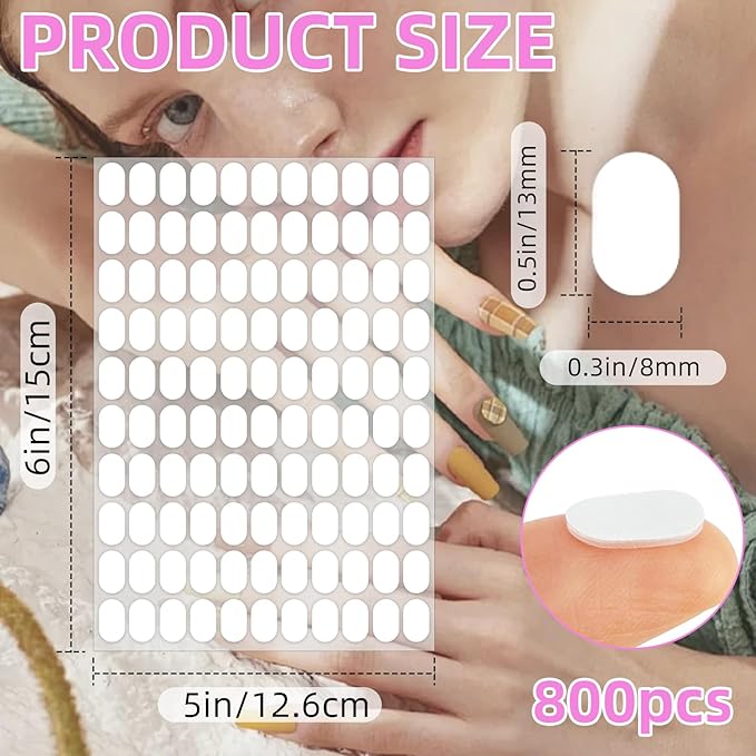 800 Pcs False Tip Double Sided Adhesive Tapes, Pre-cut Strips for Nail Art Holder Clear Nails Stand Sticky Tabs, Nails Adhesive Tapes for Nail Art Stand Practice Holder Color Chart Book