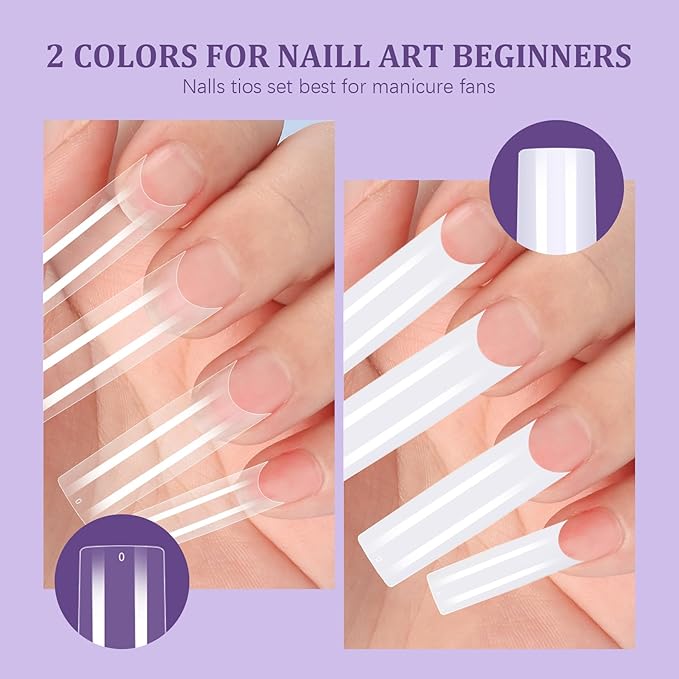 Fake Nail Tips White Clear: Sweet Trend No C Curve Tapered Square Nail Tips for Acrylic Nails - 480Pcs 12 Sizes Extra Long Straight Nail Extension Kit - with Glue Remover & Glue Acrylic Clippers Set