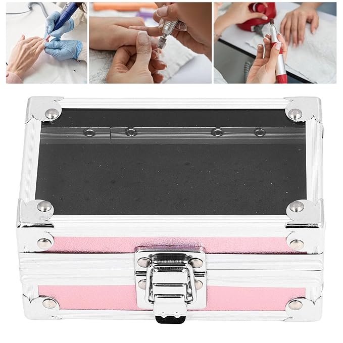 Nail Drill Bit Holder Storage Box, Multi Hole Nail Drill Bits Stand Displayer with Transparent Cover, Nail Bits Organizers Container (Dazzling )