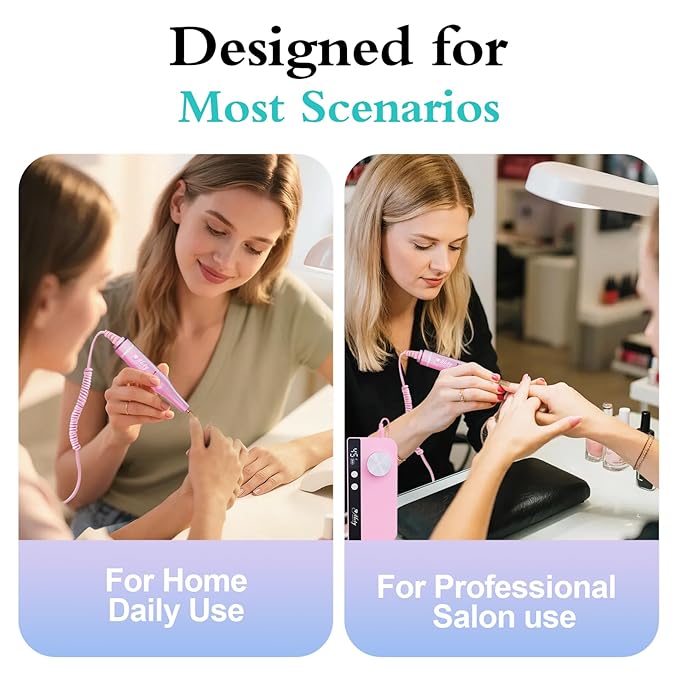 Nail Drill Professional 45000RPM Electric Nail File Kit, Upgraded Rechargeable Cordless Efile Set, Portable Acrylic Gel Nail Polish Remover Machine,Manicure Tool with 11 Gold Bits for Home/Salon