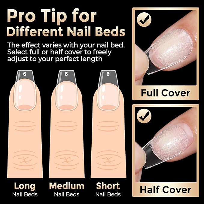 Coffin Press on Nails: 504pcs Pre-etched Short Nails Clear Coffin Gel Tips for Full Cover Fake Nails French Nail Extension Salon Home DIY 12 Sizes Gelly Tips