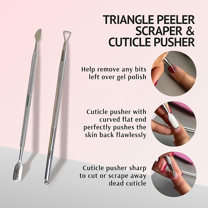 Pronto Gel Nail Polish Remover Kit – 8 Oz Pure Acetone 100 Percent, Nail File, Nail Polish Soak Off Bowl, Cuticle Oil for Nail Care + Manicure Set with Nail Buffer Block, Cuticle Pusher & Nail scraper