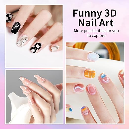30g 3D Nail Gel and Chrome Powder Kit, Sculpting Gel Nail Art Glue for Art Designs DIY Craving Molding for Decoration Manicure Pedicure Use