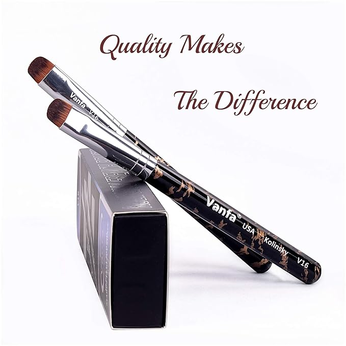 Vanfa French Brush for Nails, Gel Nail Brush, Clean up brush, Nail Art Brush with Kolinsky Hair (V16 - Pack of 2)