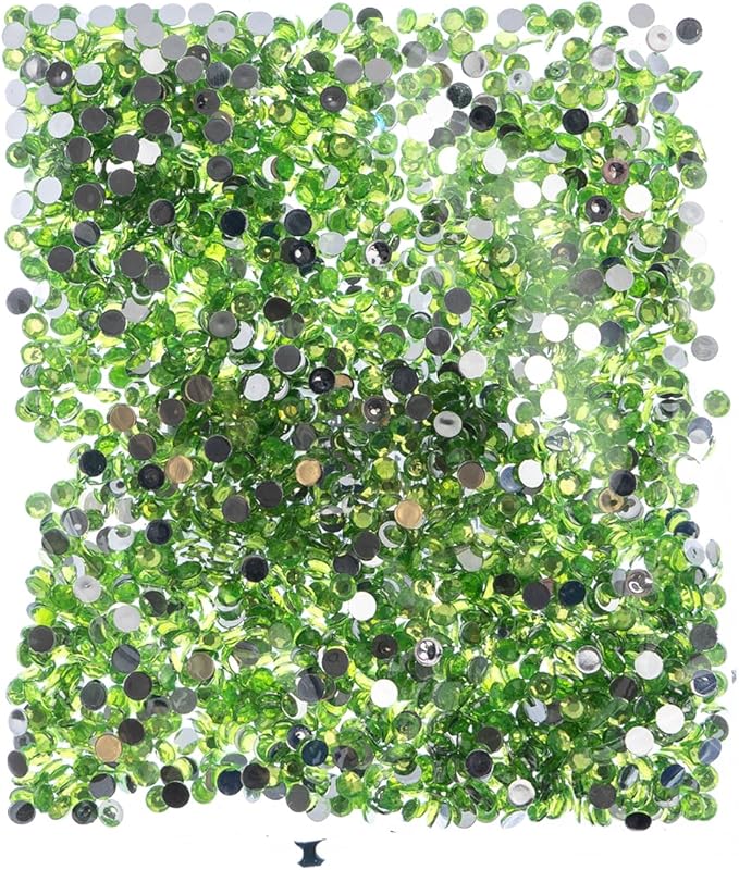 John Bead 2000 Pieces 4mm (SS16), Peridot, Acrylic Round Flat Back Rhinestones for Jewelry Making, DIY Crafts, Nail Art, Face Makeup, Clothes