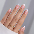 White French Tip Press on Nails Short - SHANGMENG Soft Gel Almond Nails for Women Gift, Fit Perfectly & Natural Glue on Nails in 16 Sizes - 32 Reusable Fake Nails with Glue, French White