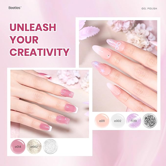 Beetles Cat Eye Gel Polish Set - 20 Colors Jelly Cat Eye Gel Nail Kit, Glowy Grace Nude White Pink Purple Base Colors, Soak Off UV Glitter Trend Nails Charms Spring Gift for Women