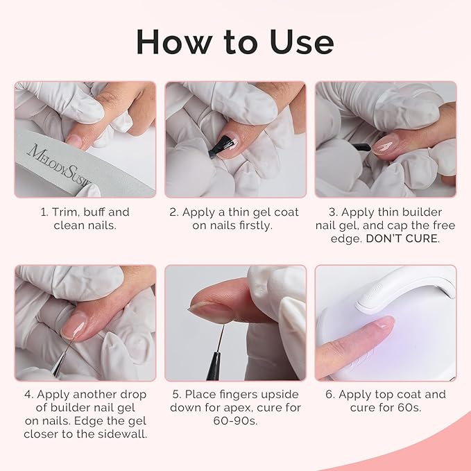 MelodySusie Hema Free Milky Pink Builder Nail Gel for Nails Thickening, 0.5 Fl Oz, Soak Off UV Extension Gel, Nail Art Design Salon DIY Manicure at Home for Women H1402