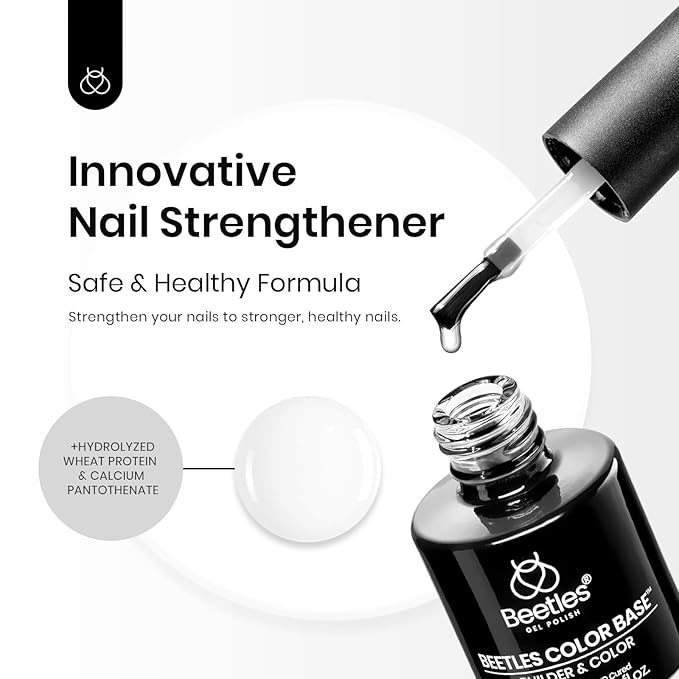Beetles Rubber Base Gel Nail Polish, 15ml Clear Color Sheer Base Coat Gel Polish, Base Coat for Nails Strengthener Soak Off U V DIY Home and Salon Gifts for Women