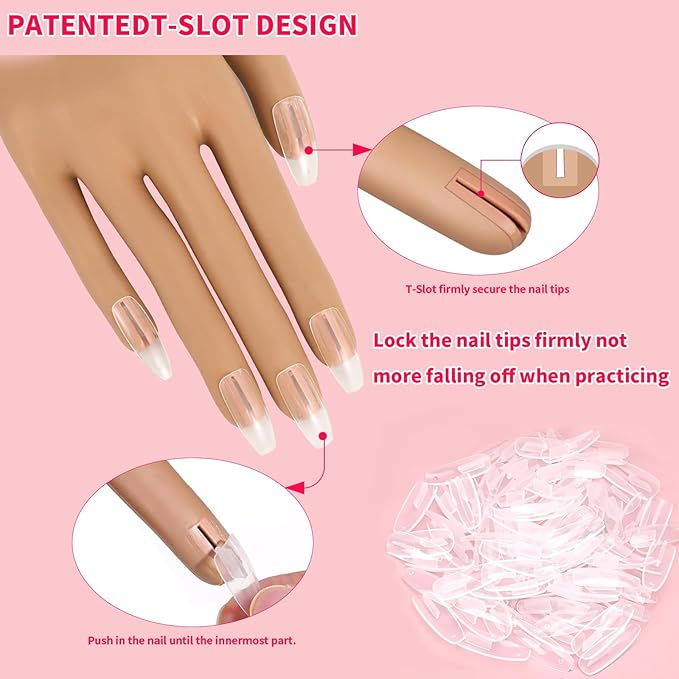 100 Replacement Clear Acrylic Nail Tips, Fake Nails for Practice, DIY Nail Art
