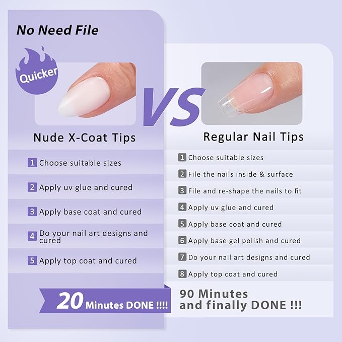 BTArtboxnails Almond Gel Nail Tips Short - Pre Colored Milky White Soft Gel Nail Tips, Milky White Press on Nails, Natural XCOATTIPS