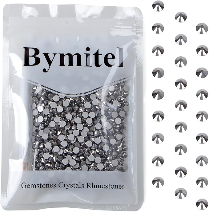 1440PCS Art Nail Rhinestones Non Hotfix Glue Fix Round Crystals Glass Flatback for DIY Jewelry Making with one Picking Pen (ss20 1440pcs, Jet Hematite)