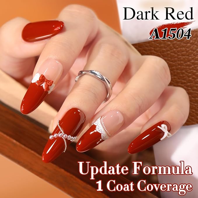 Double Rhythm 0.5 Oz Gel Nail Polish Neutral Natural Same Color Same Bottle Translucent Light Milky Pastel 15ML Manicure French Design Art DIY at Home (Blood Red-A1504)