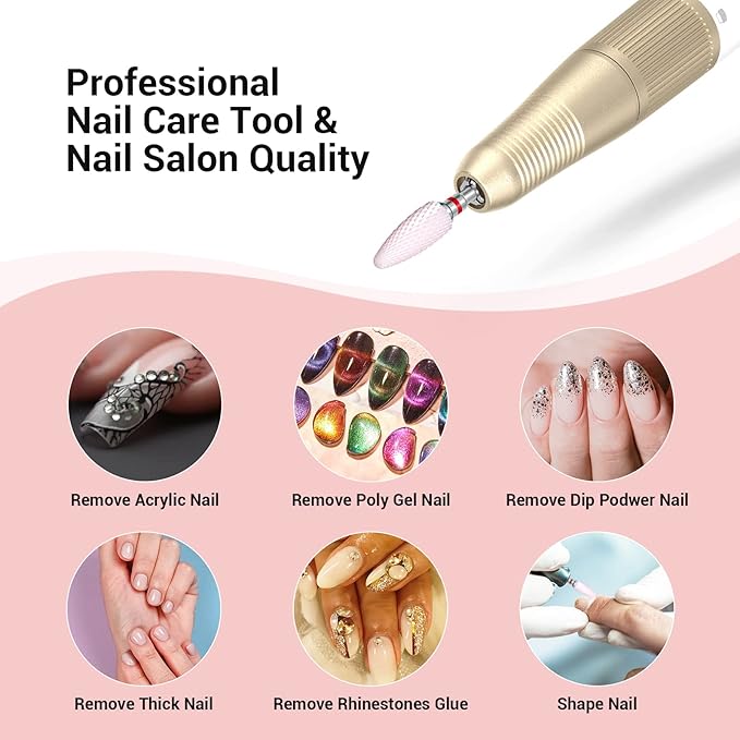 MelodySusie Ceramic Nail Drill Bit, 3/32'' (2.35mm) Professional Acrylic Nail File Flame Drill Bit for Manicure Pedicure Cuticle Gel Nail Polishing, Beginners Bits, Pink, Series Bit-S, Extra Fine